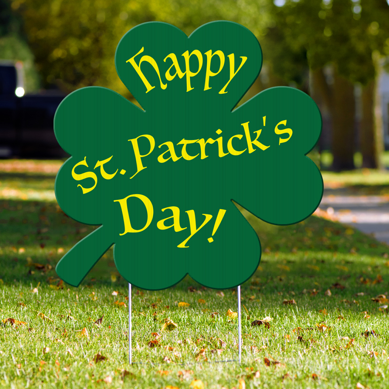 St. Patrick's Day Shamrock Yard Sign