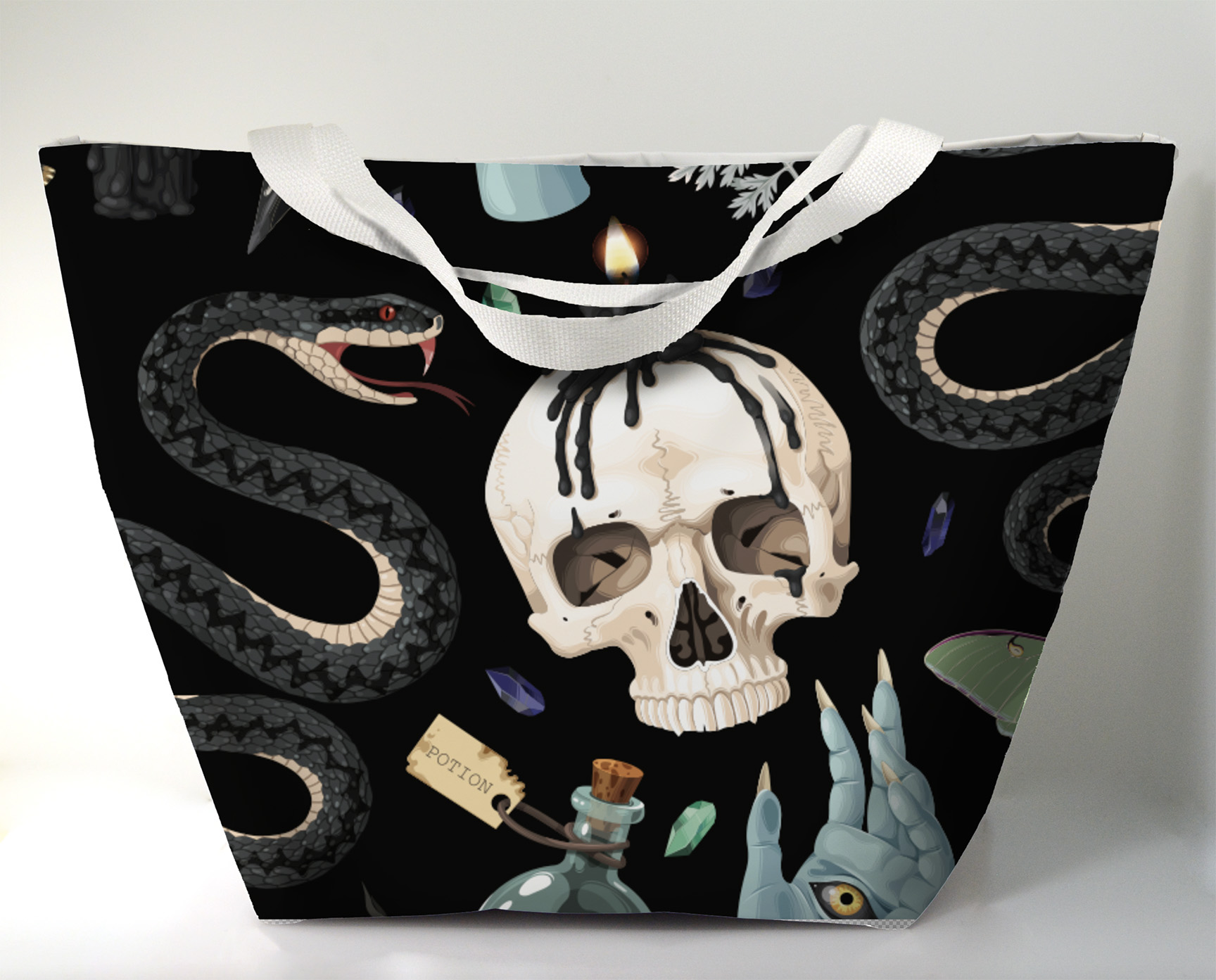 It's Hip To Be Square Tote - Snakes and Skull