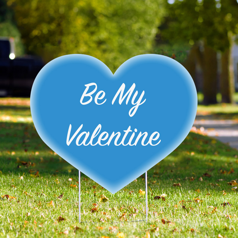 Yard Sign - Valentine's Day Heart - Blue - Party Decoration - Outdoor Weatherproof Lawn Sign