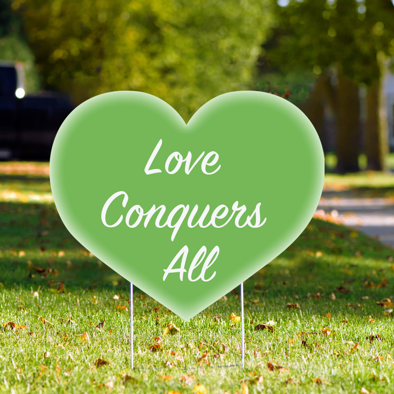 Yard Sign - Valentine's Day Heart - Green - Party Decoration - Outdoor Weatherproof Lawn Sign