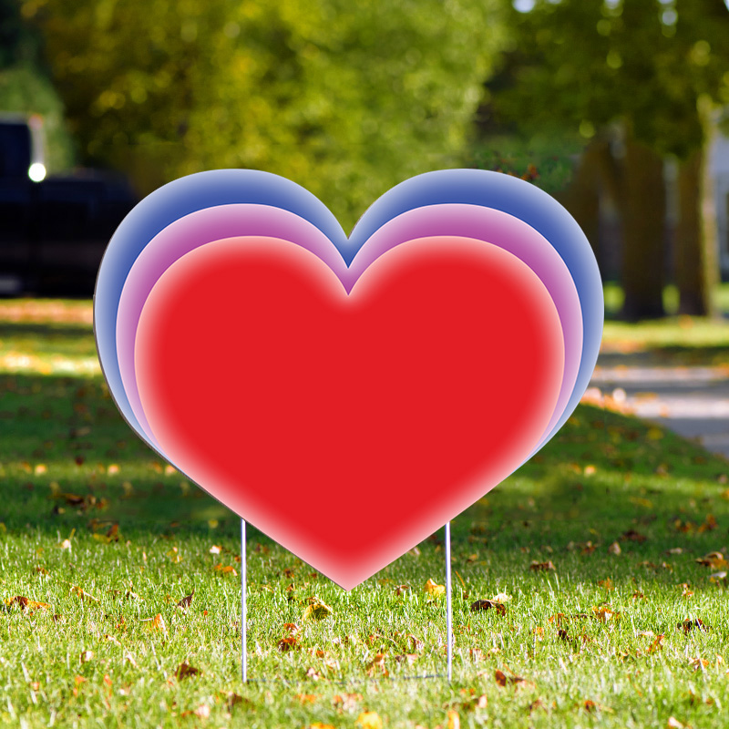 Yard Sign - Valentine's Day Heart - Multicolor - Party Decoration - Outdoor Weatherproof Lawn Sign