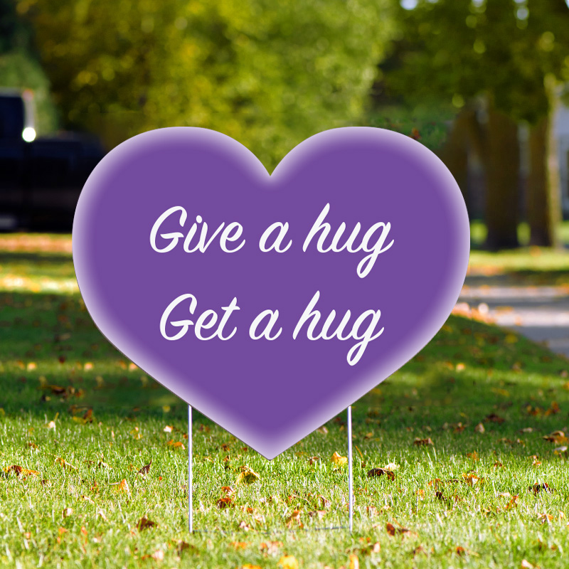 Yard Sign - Valentine's Day Heart - Purple - Party Decoration - Outdoor Weatherproof Lawn Sign